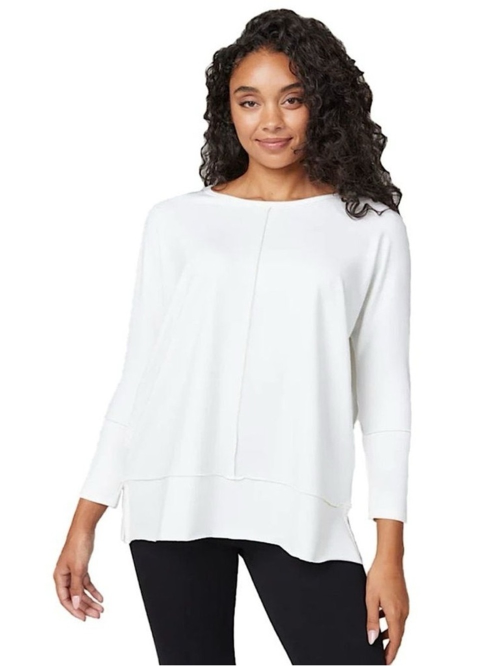SPANX Perfect Length Dolman 3/4 Sleeve Comfy Sweatshirt Top in Powder White Sz S